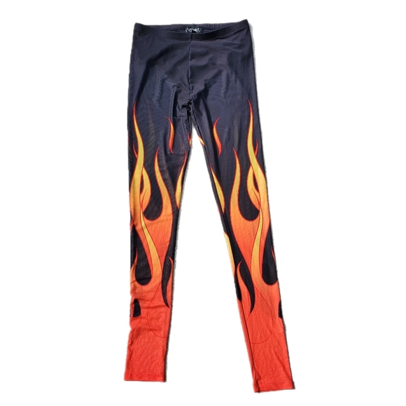 Dollskill Widow Hell Mesh Flame Print Leggings - Picture 1 of 4